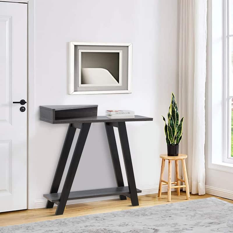 Baki 38 Inch Modern Wood Side Console Table, Corner Compartment - 11.5 L x 31.25 W x 37.5 H Inches