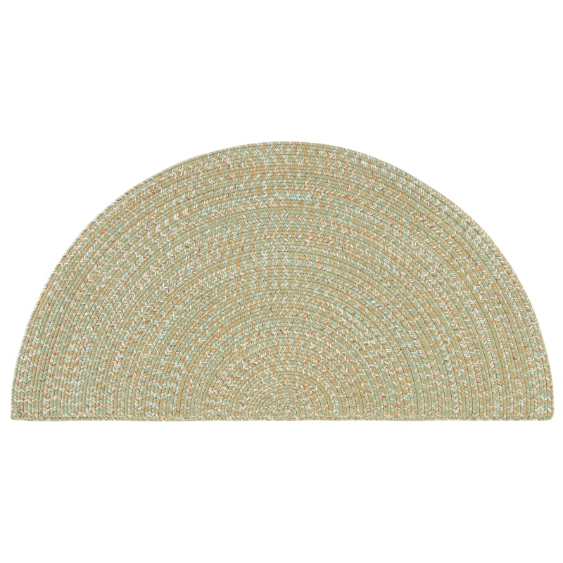 SAFAVIEH Handmade Braided Marloes Washable Indoor/Outdoor Rug - Weather Resistant & Easy Cleaning - Light Green/Sage - 2' x 4' Half-Moon