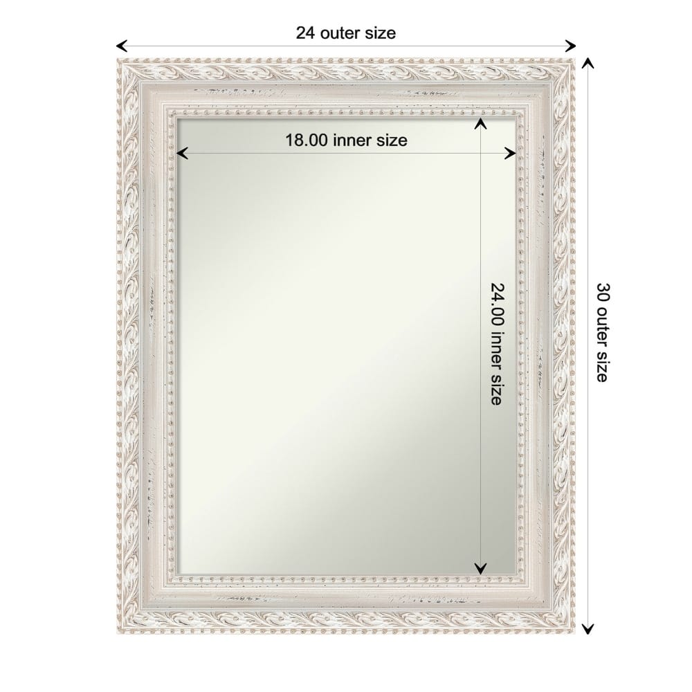 Opera Off White Non-Beveled Wood Framed Bathroom Vanity Wall Mirror - Opera Off White