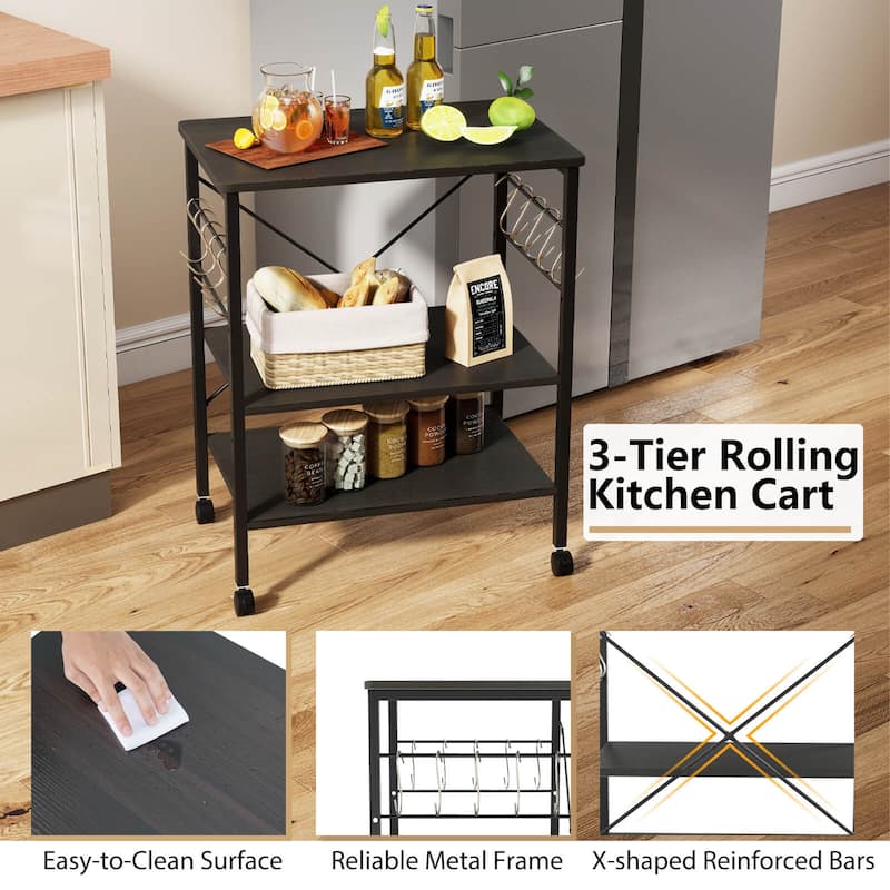 Costway 3-Tier Kitchen Baker's Rack Microwave Oven Storage Cart w/ - See details