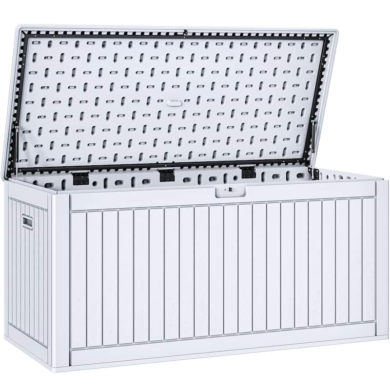 260 Gallons Water Resistant Resin Lockable Deck Box - White