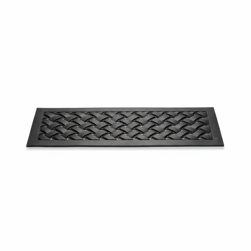 HomeRoots Set Of Six Black Lattice Outdoor Rubber Stair Treads - 9.00' X '30.00