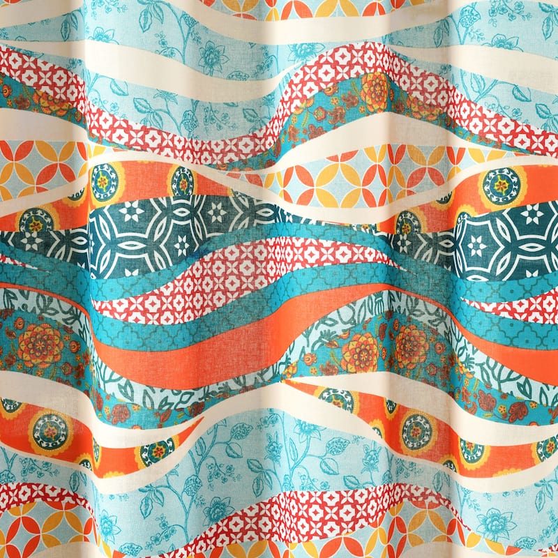 Lush Decor Hailey Watercolor Wave Cotton Shower Curtain