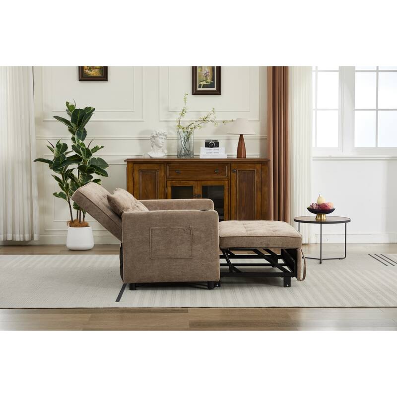 Pull-Out Sofa Bed Daybed, Lounge Chaise Loveseat with Adjustable Backrest, Convertible Sleeper Sofa with USB Charging