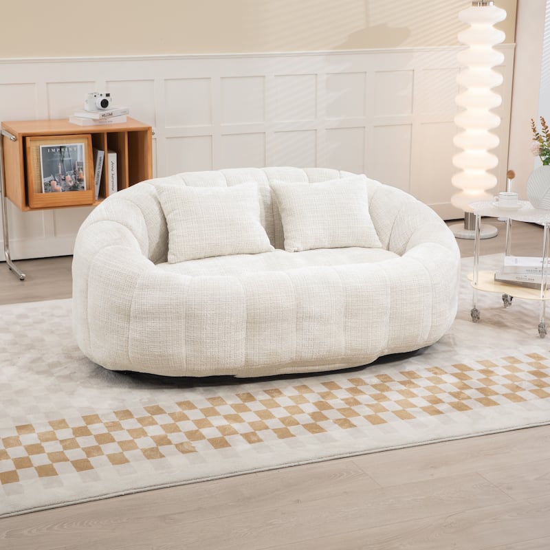 Modern Chenille 2-Seater Bean Bag Chair with 2 Pillows