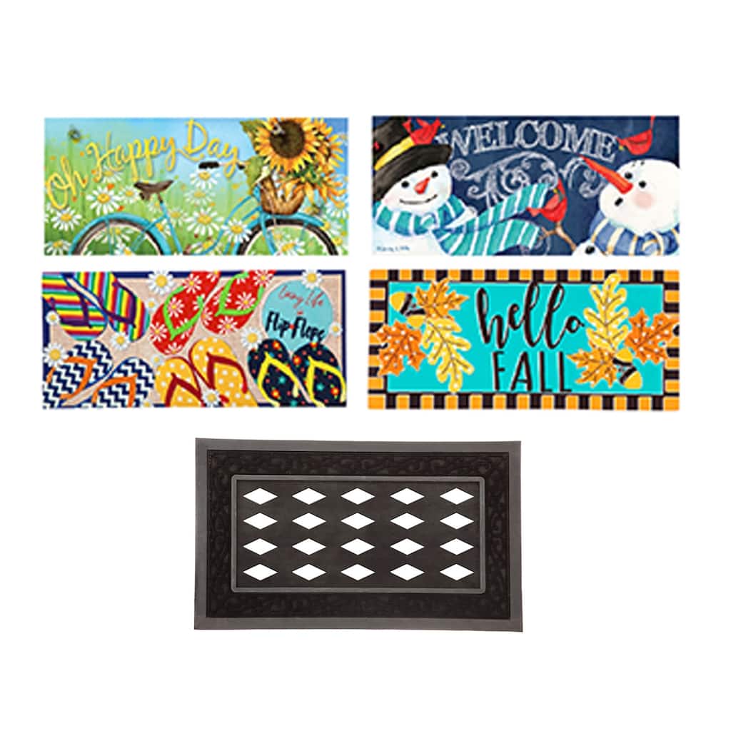 Sassafras Four Seasons Set of 4 Mats with Rubber Mat Frame, Collection #1