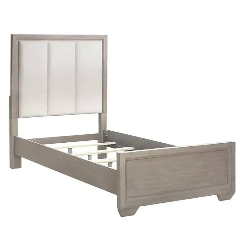 Roundhill Furniture Ennesley Gray Wood Upholstered Panel Bed