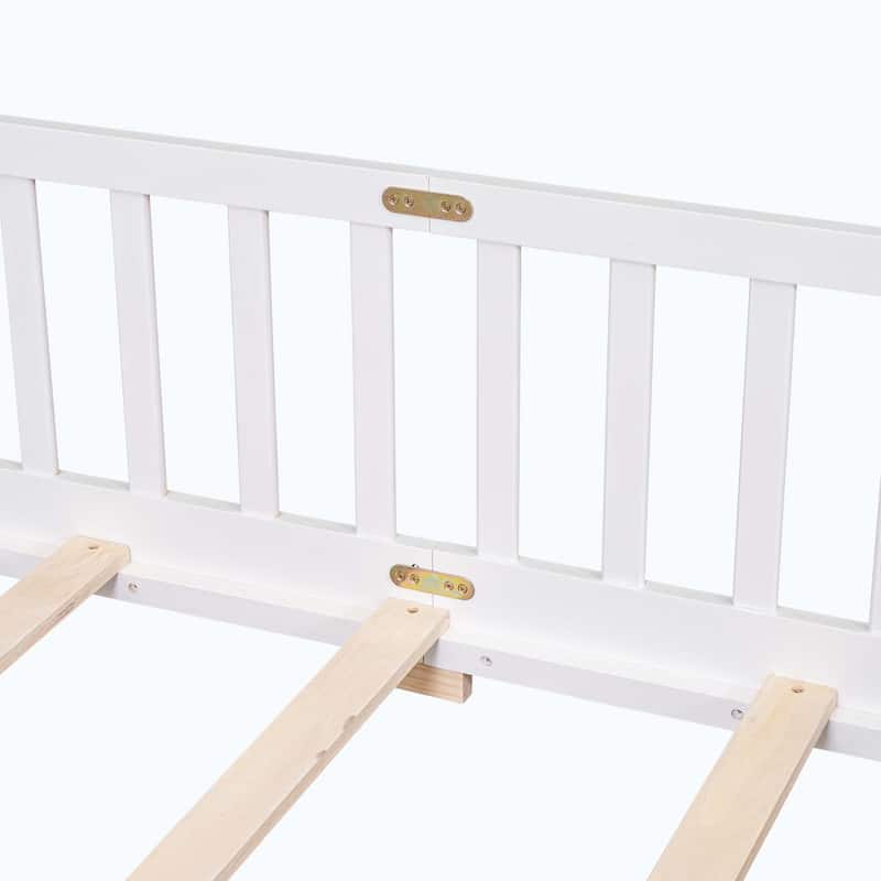 Durable Floor Platform Bed with Fence