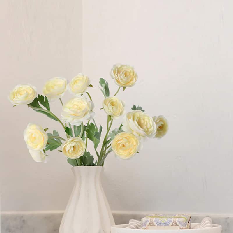 Silk Decorative Artificial Ranunculus Flower(Pack of 1 Branch)
