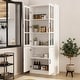 preview thumbnail 50 of 82, White Buffet Sideboard & Curio Bookcase Cabinet with Glass Doors