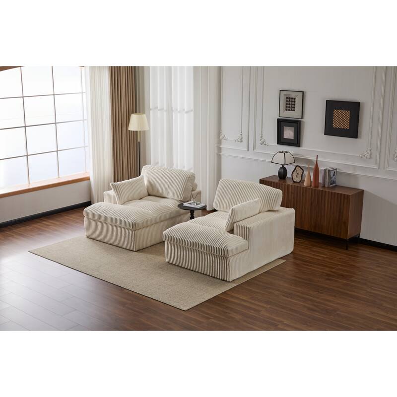 Double Chaise Lounge Chair Indoor,Oversized Upholstered Sleeper Cloud Couch,Deep Seat Sofa Bed,Corduroy Reading Chair Required