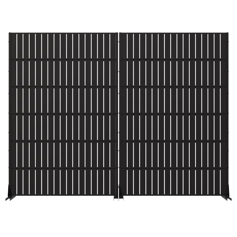 Privacy Metal Screen Fence Panel Horizontal Stripe Pattern Set of 2