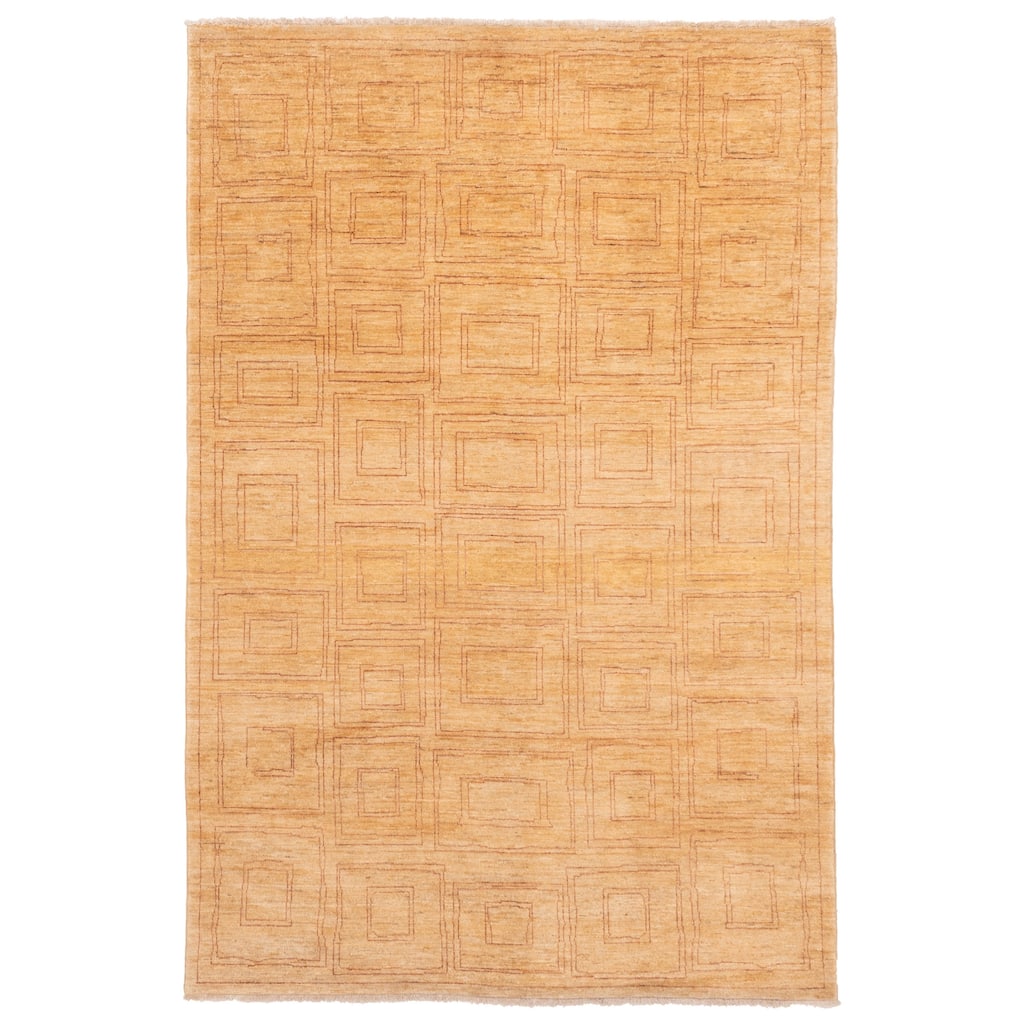 ECARPETGALLERY Hand-knotted Peshawar Ziegler Beige Wool Rug - 5'5 x 8'1