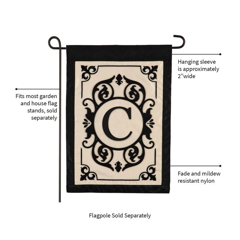 12.5 in. x 18 in. Cambridge Monogram Garden Applique Flag Letter C