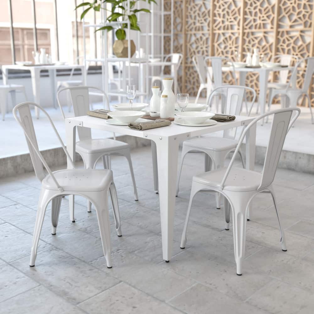 Metal Indoor/ Outdoor Stackable Bistro Chair (Set of 4)