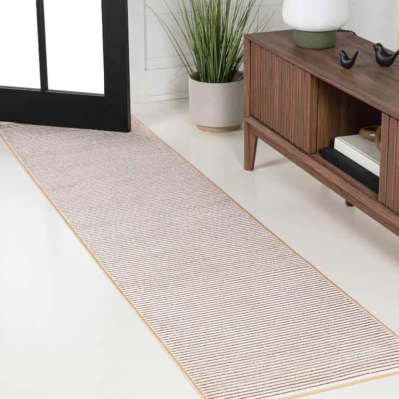 JONATHAN Y Athens Modern Minimalist Pinstripe High-Low Rug