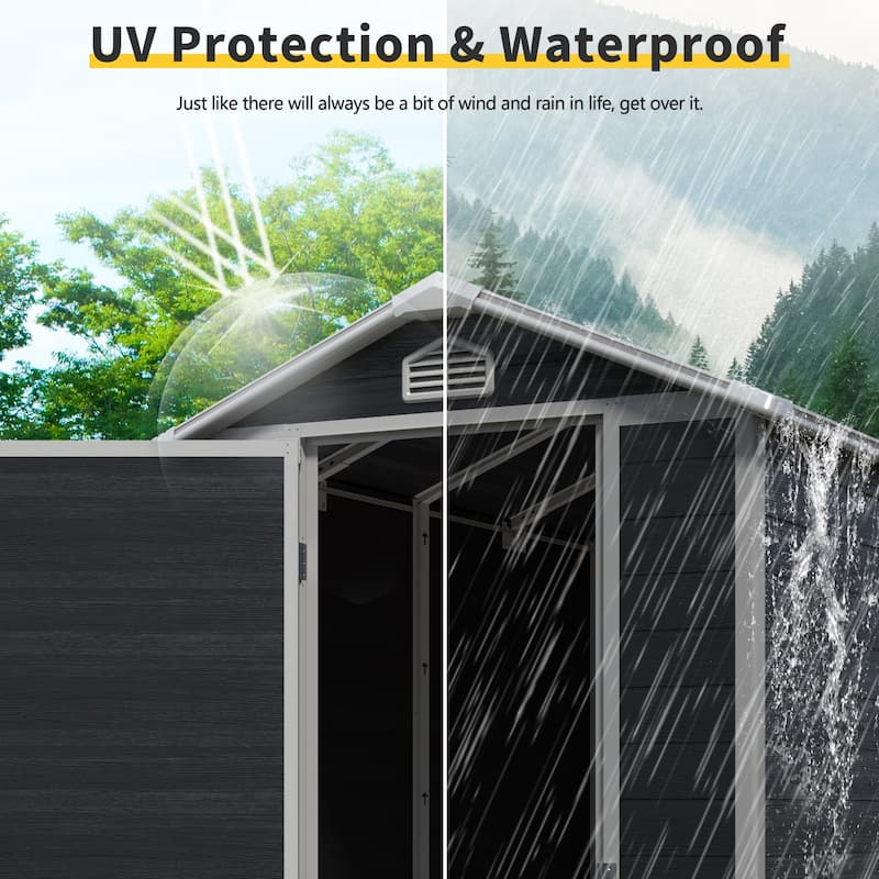 4 ft x 6 ft Outdoor plastic Storage Shed with floor,Black (W540S00042)