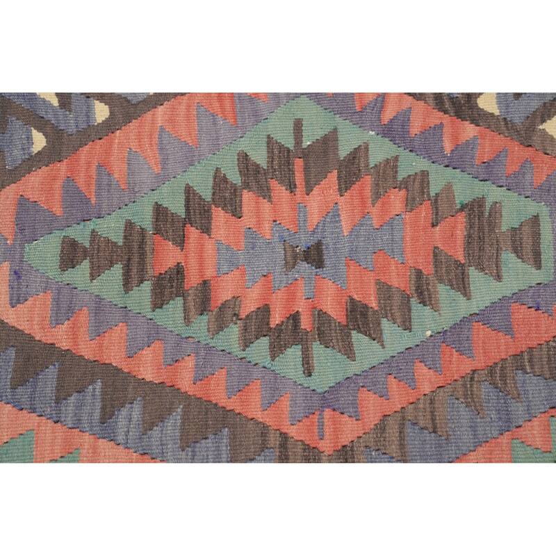 Hand Woven Oriental 100% Wool Carpet Southwestern Tribal Multi-Colored Kilim Area Rug - 8' 6'' X 5' 1''