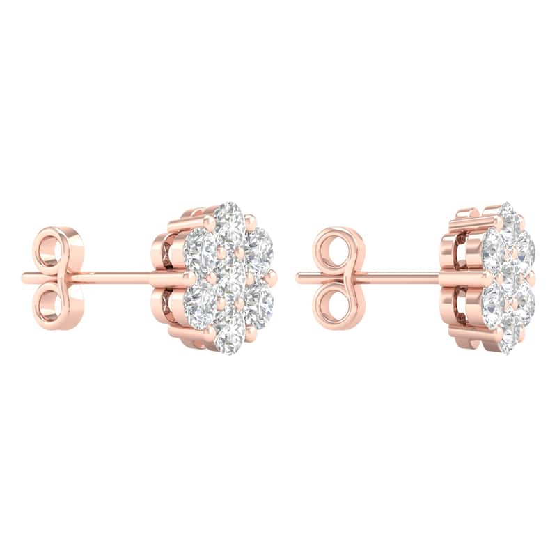 De Couer 1/5ct-2ct TDW Diamond Cluster Stud Earrings in 10k Rose Gold for Women