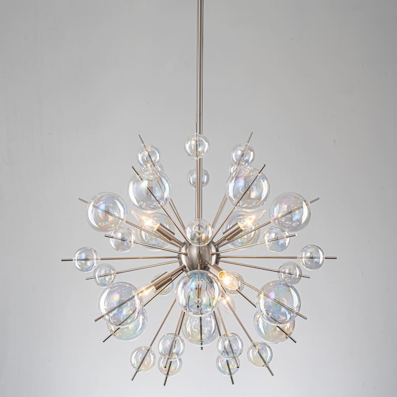 6-Light Sputnik Style Metal & Glass Chandelier with Colorful Glass Balls for Living Room - 6 Light