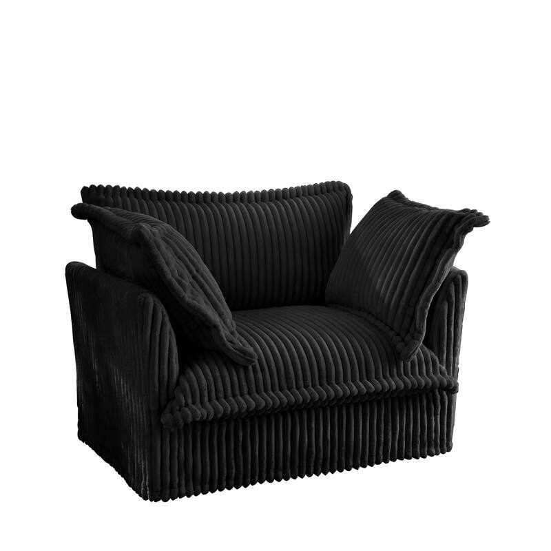 Corduroy Slipcovered Armchair with Deep Seat, 3 Large Pillows and 300lb Capacity