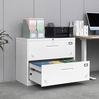 Key Filing Drawer 2 Drawer Lateral Filing Cabinet Large Deep Drawers Locked by Keys ...