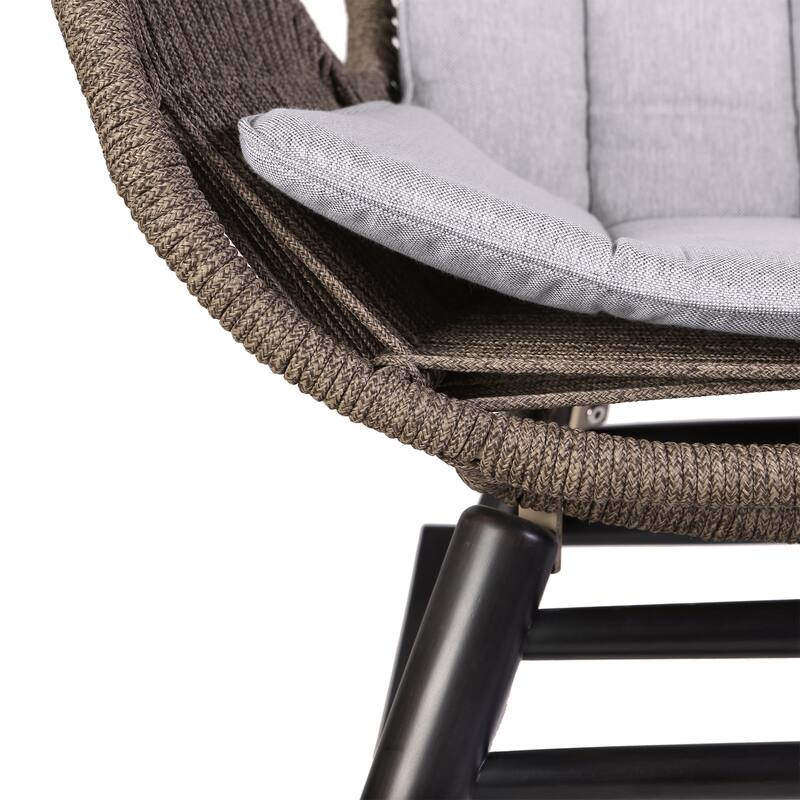Fanny Solid Eucalyptus Wood & Rope Outdoor Patio Rocking Chair