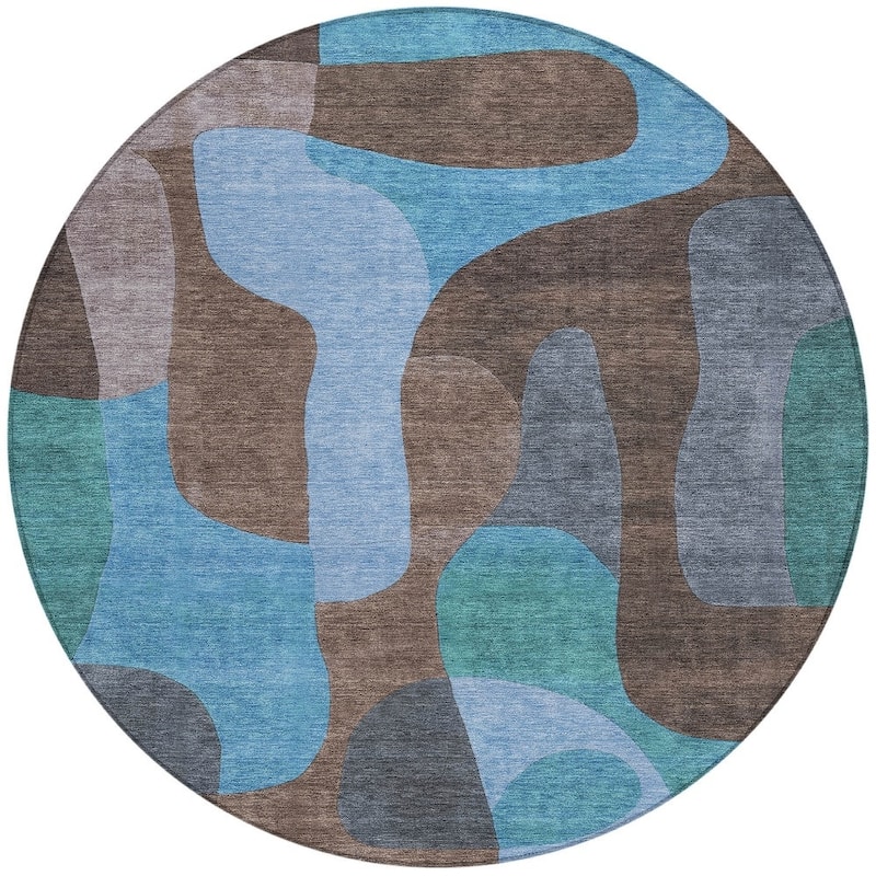 HomeRoots Abstract Transitional Rectangle Outdoor Rug