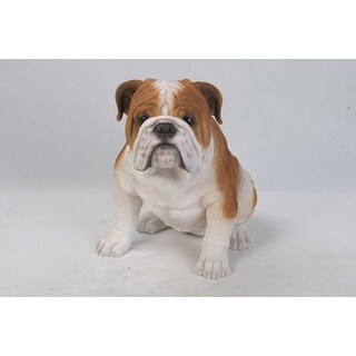 18 5 Brown And White Sitting Bull Dog Outdoor Figurine Statue Overstock 30659555