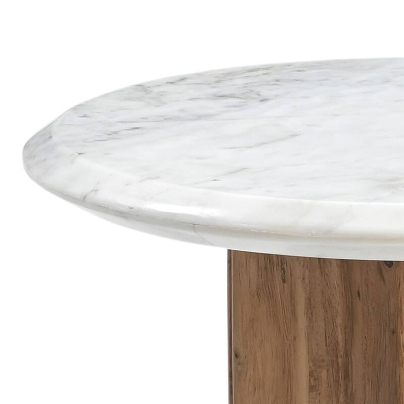 Dillinger Modern White Marble & Mango Wood End Table