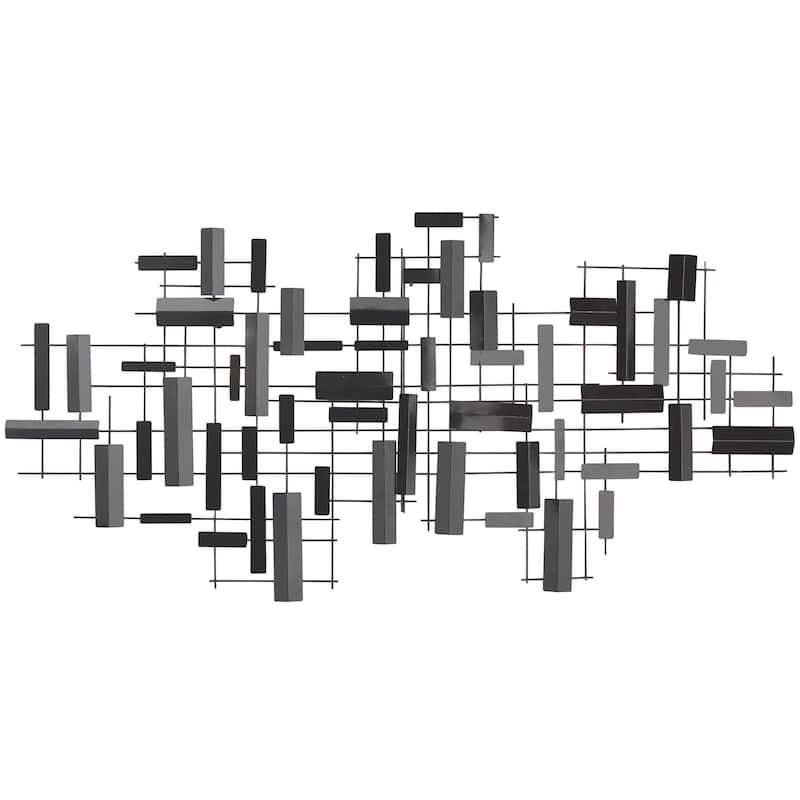 Metal Geometric 3D Stripes Home Wall Decor - Gold or Black - CosmoLiving by Cosmopolitan