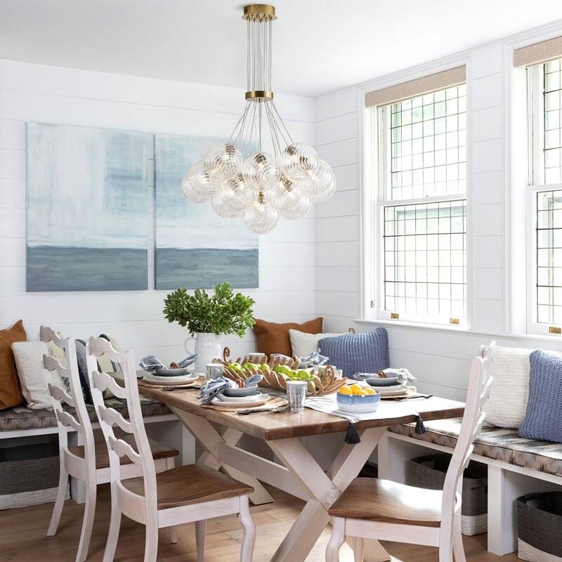 Modern 19‑Light Textured Glass Globe Chandelier - N/A