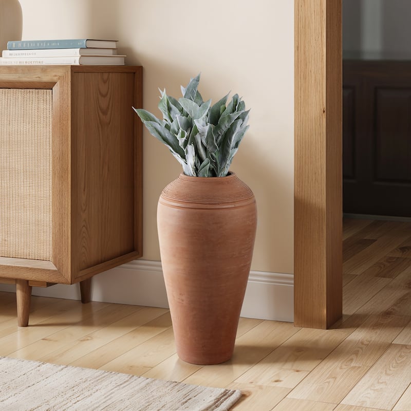 Handcrafted Terracotta Pottery Decorative Vase with Textured Detailing