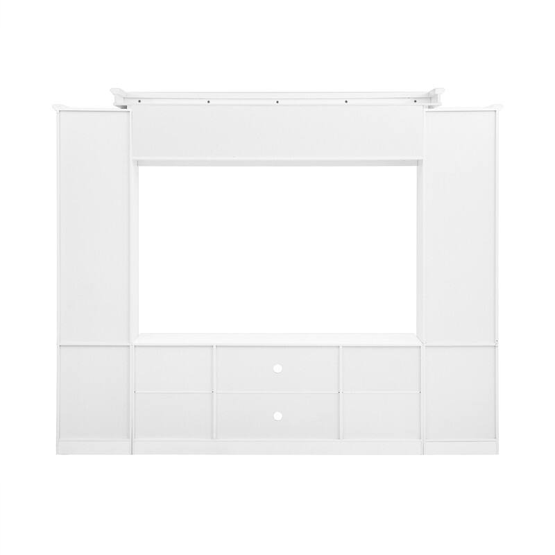 Modern Entertainment Center Wall Unit for TVs up to 65",70.87" TV Console Unit with Bookshelves & Tempered Glass Doors