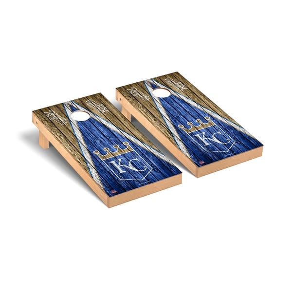 slide 2 of 5, Kansas City Royals MLB Triangle Cornhole Board Set Include Carrying Case