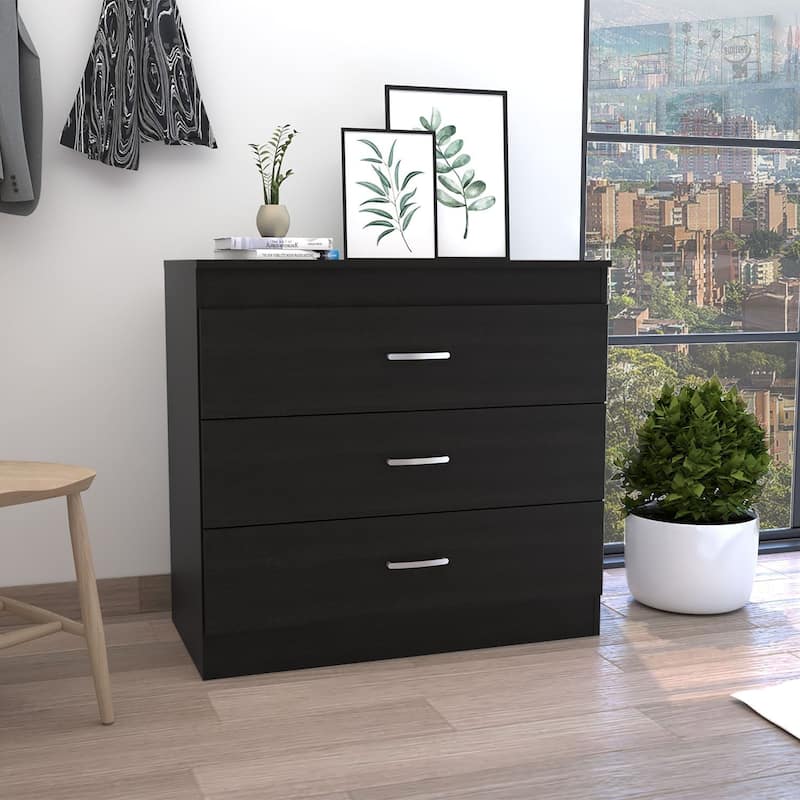 32" Modern 3-Drawer Horizontal Dresser with Metal Roller and Glides Ideal for Bedroom Storage