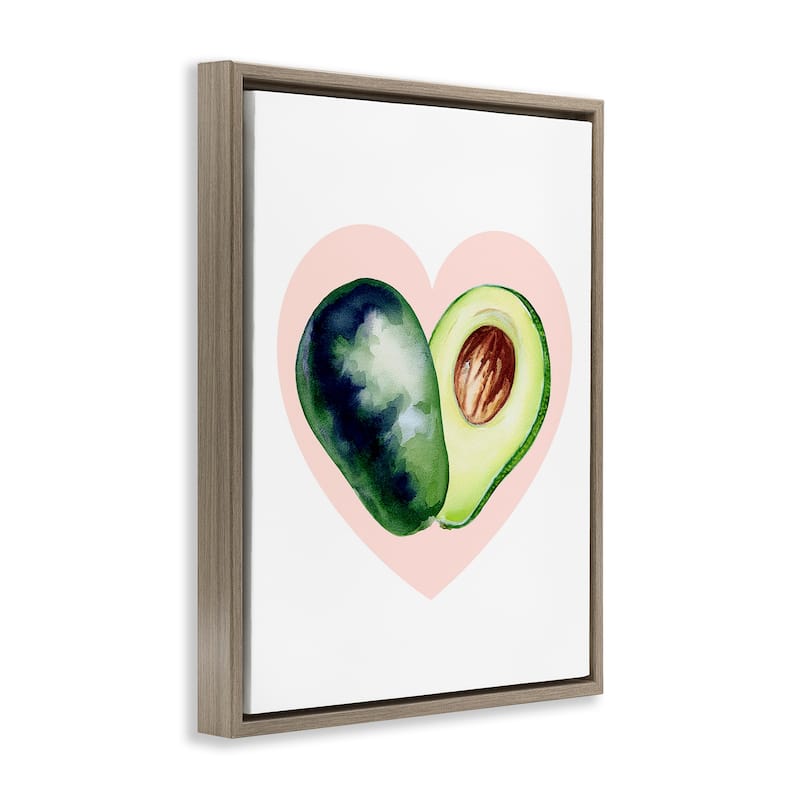 Stupell Heart Shaped Avocado Framed Floater Canvas Wall Art Design By Lil' Rue