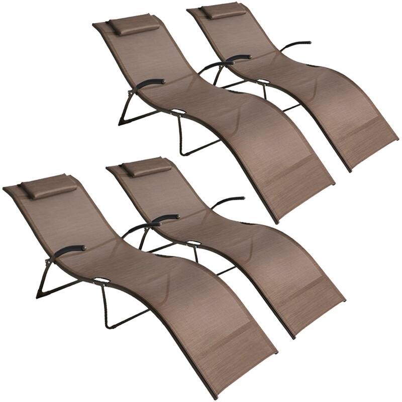 VredHom Outdoor Patio Aluminum Adjustable Chaise lounge Chairs with Wheels
