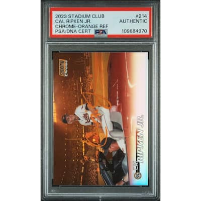 Cal Ripken Jr 2023 Topps Stadium Club Orange Refractor Signed Baseball Card #214 Auto PSA 70/99 - 8' x 11'