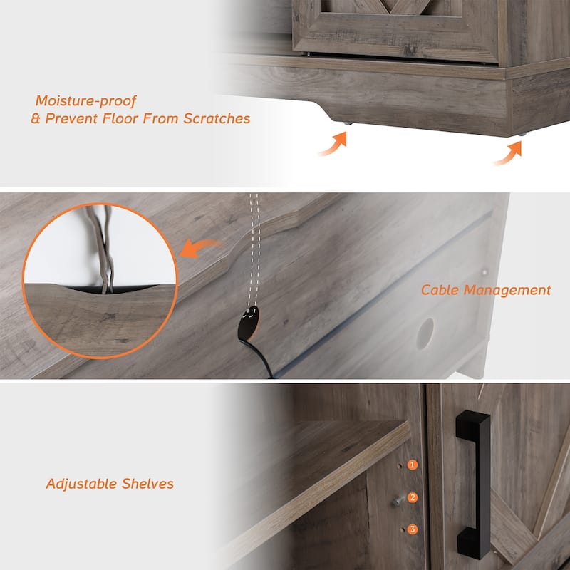 Wampat Farmhouse Sliding Barn Door Wood TV Stand / Storage Cabinet