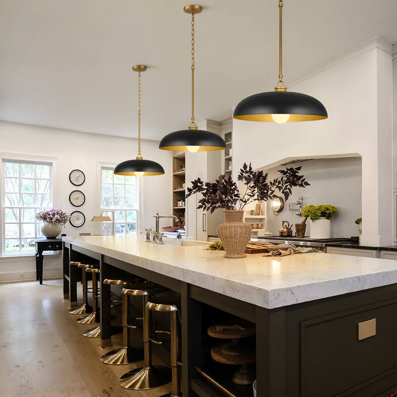 1 -Light Farmhouse Metal Dome 15.7inch Kitchen Hanging Pendant Light