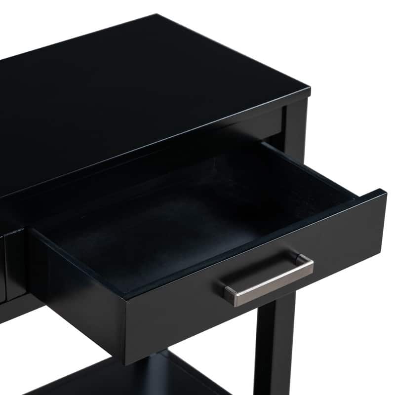 62.2" Modern Farmhouse Console Table with 3 Drawers & Open Shelf