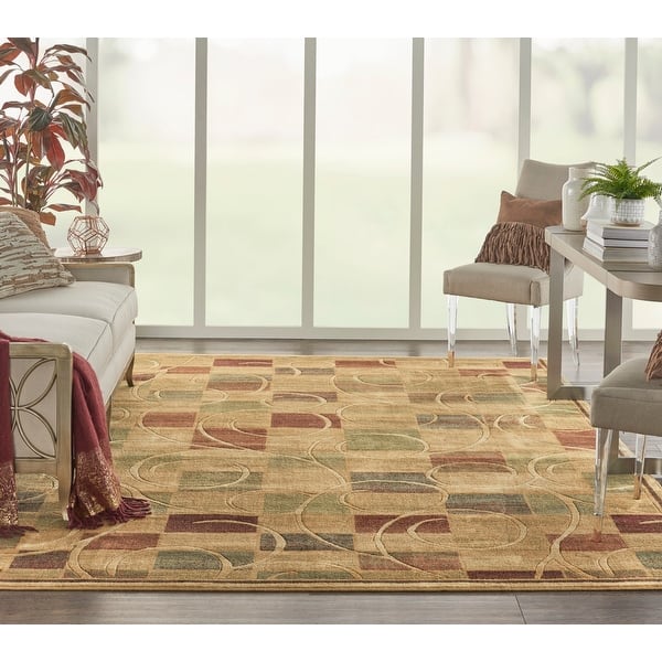 slide 2 of 26, Nourison Expressions Geometric Abstract Cubist Area Rug 7'9" x 10'10" - Beige - Runner/Rectangle