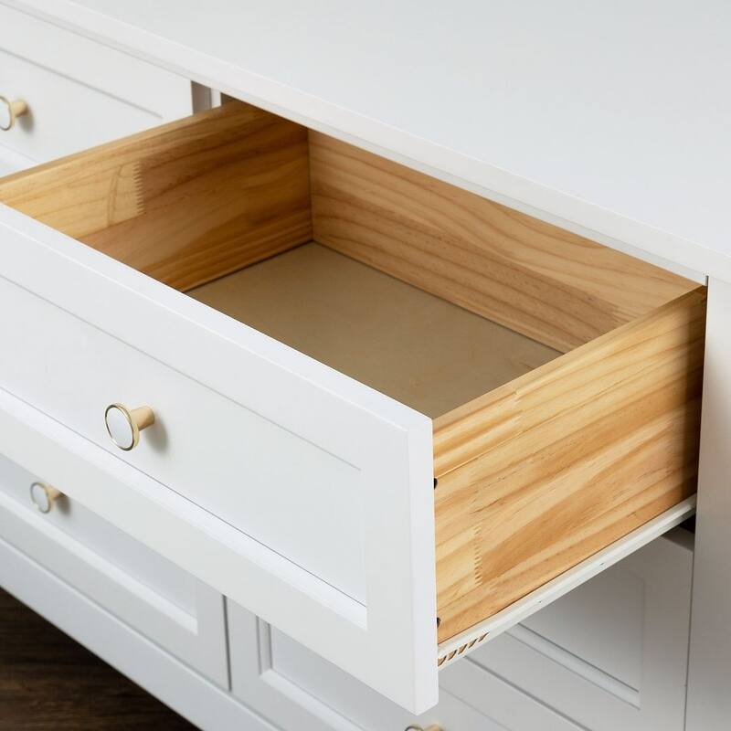 Modern Solid Wood Drawer Dresser with Retro Round Handles