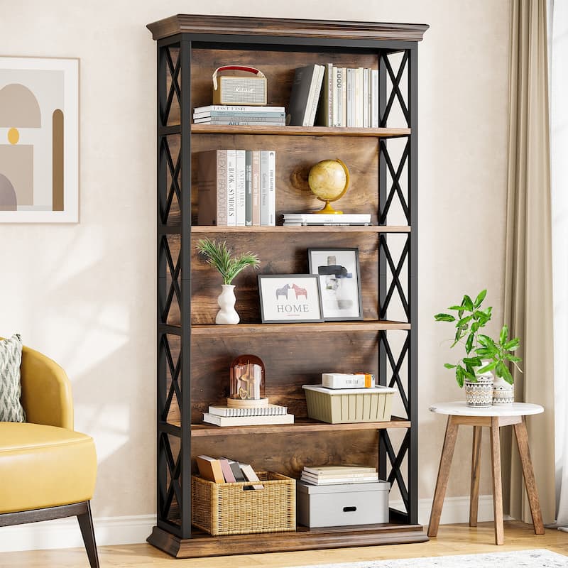 71-inch Tall 6-tier Industrial Bookcase - 11.8"D x 31.5"W x 70.86"H