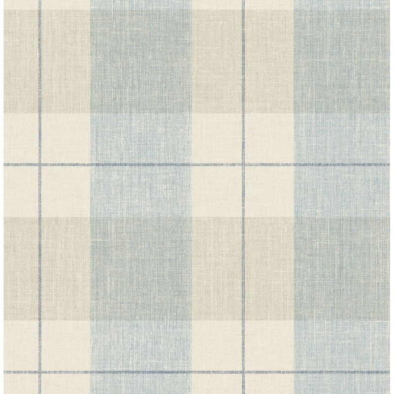 Seabrook Designs Newcastle Plaid Unpasted Wallpaper - 20.5 in. W x 33 ft. L - Antique Blue