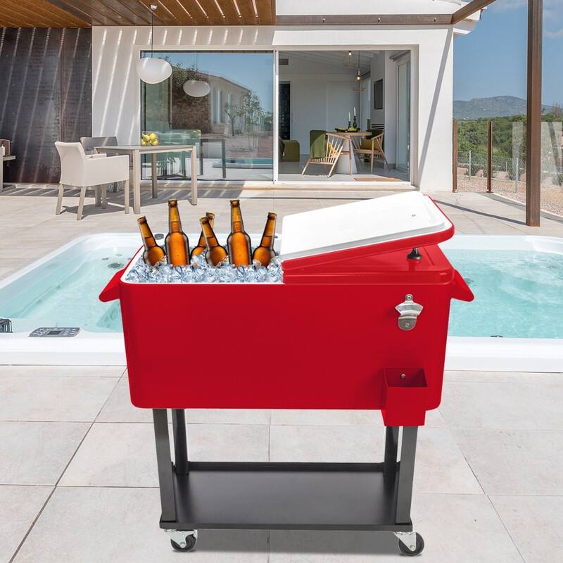 Black Ice Chest Square Foot Tube With Drain Pipe Cooler Cart - N/A