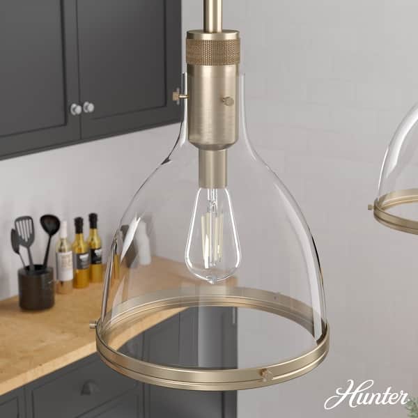 slide 2 of 8, Hunter 13" Van Nuys 1 Light Pendant - Kitchen Island, Dining Room - Industrial, Modern, Transitional Alturas Gold