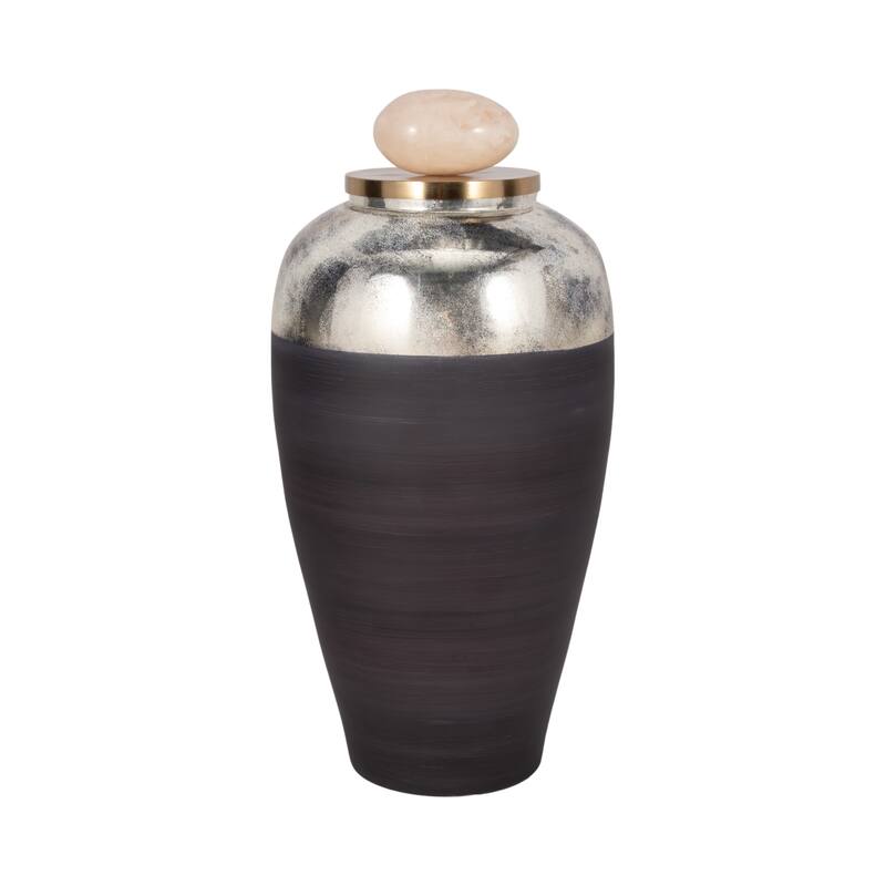 Sagebrook Home Glass Jar With Metal & Resin Details