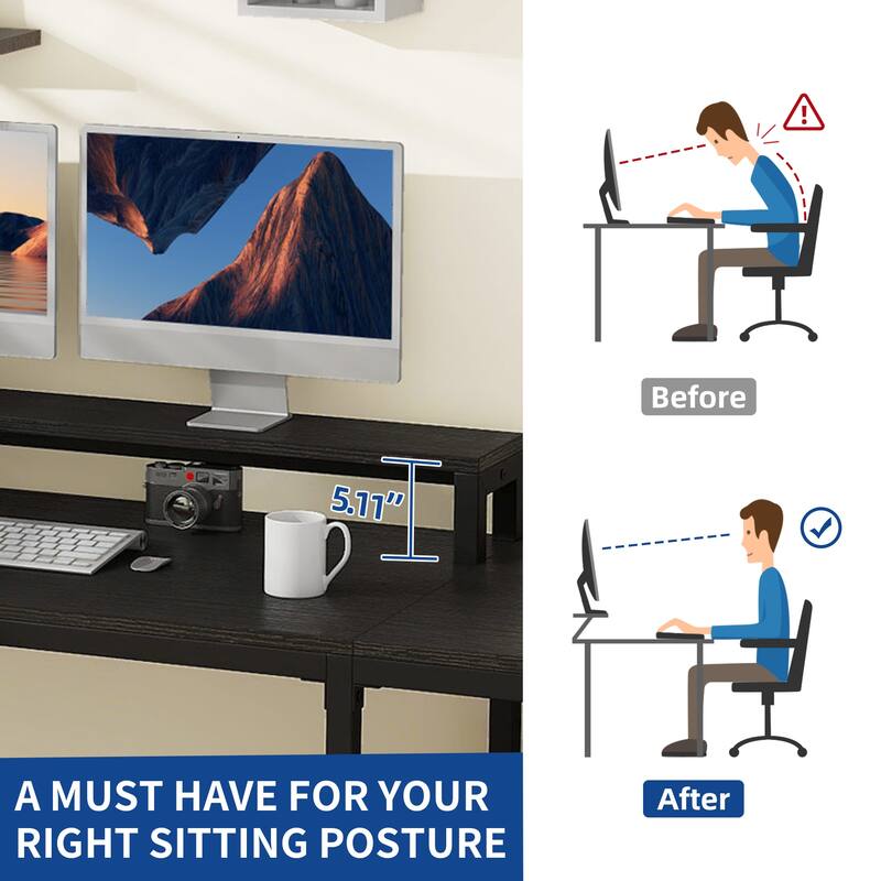 Moasis L Shaped Desk with Storage Shelves, Home Office Corner Desk with Charge Station